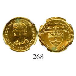 Popayan, Colombia, 2 pesos, 1846UM, encapsulated NGC AU details, plugged, polished.