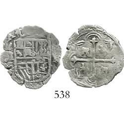 Mexico City, Mexico, cob 1 real, Philip II or III, assayers F and (oD), very rare, especially from t