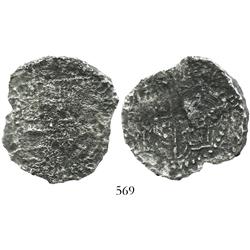 Potosi, Bolivia, cob 8 reales, Philip III, assayer not visible, Grade 3 or 4 ("5 points"), with orig