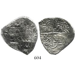 Potosi, Bolivia, cob 4 reales, (1)618, assayer not visible, Grade 1.
