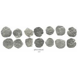 Lot of 7 Potosi, Bolivia, cob 4 reales, Philip III, various assayers (where visible), all Grade 3.