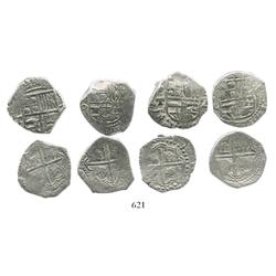 Lot of 4 Potosi, Bolivia, cob 2 reales, Philip III, various assayers (where visible), all Grade 1.