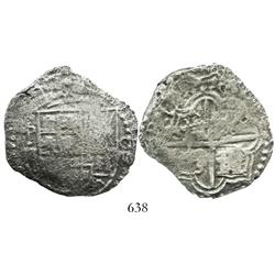 Potosi, Bolivia, cob 8 reales, Philip III, assayer not visible.