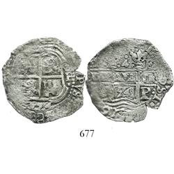 Potosi, Bolivia, cob 4 reales, 1654E.