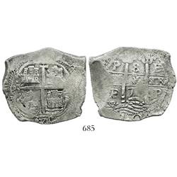 Potosi, Bolivia, cob 8 reales, 1671E.