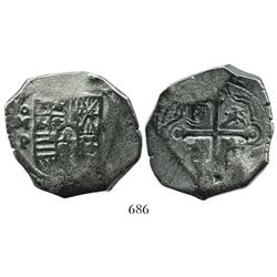 Mexico City, Mexico, cob 8 reales, Philip IV, assayer P, with punchmark as from circulation in Indon