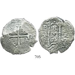 Potosi, Bolivia, cob 8 reales, 1678E.