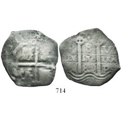 Potosi, Bolivia, cob 8 reales, 1680V.