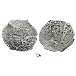Potosi, Bolivia, cob 4 reales, 1678E, rotated denomination 4, scarce.
