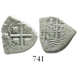 Potosi, Bolivia, cob 1 real, 1668E, assayer to left of cross, rare.