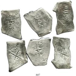 Lot of 3 Mexico City, Mexico, cob 8 reales, Charles II and Philip V, assayers not visible.