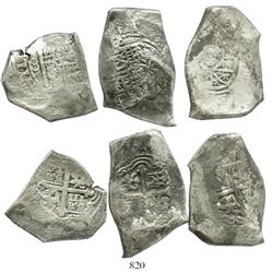Lot of 3 Mexico City, Mexico, cob 8 reales, Philip V, assayers not visible.
