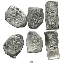 Lot of 3 Mexico City, Mexico, cob 8 reales, Philip V, assayers not visible.