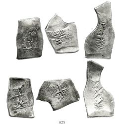Lot of 3 Mexico City, Mexico, cob 8 reales, Philip V, assayer not visible.
