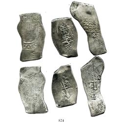 Lot of 3 Mexico City, Mexico, cob 8 reales, Charles II and Philip V, assayers not visible.