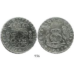 Mexico City, Mexico, pillar 8 reales, Philip V, 1738MF.