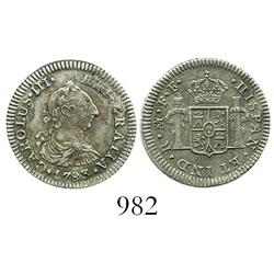 Mexico City, Mexico, bust 1/2 real, Charles III, 1783FF.