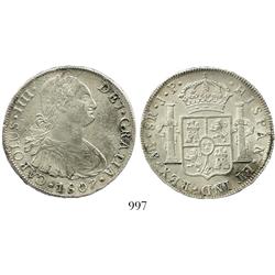 Lima, Peru, bust 8 reales, Charles IV, 1807JP.