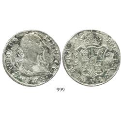 Seville, Spain, bust 8 reales, Charles III, 1774CF.