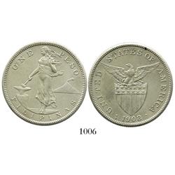 Philippines, 1 peso, 1908.