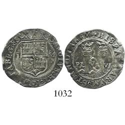 Mexico City, Mexico, 1 real, Charles-Joanna, "Late Series," L to left, oM to right.