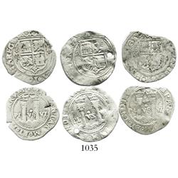 Lot of 3 Mexico City, Mexico, 1R, Charles-Joanna, "Late Series," assayer O (where visible).