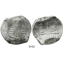 Mexico City, Mexico, cob 8 reales, Philip IV, assayer not visible (D, 1621-34), unique variety with