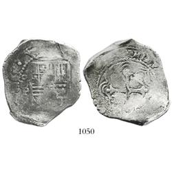 Mexico City, Mexico, cob 8 reales, 1661/0P, very rare overdate.