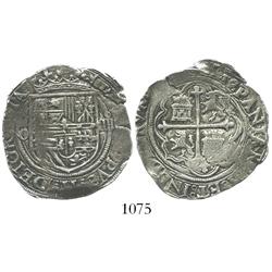 Mexico City, Mexico, cob 4 reales, Philip II, assayer O to left.