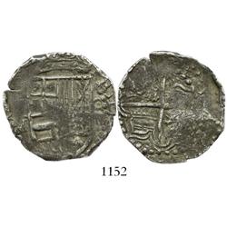 Potosi, Bolivia, cob 4 reales, Philip III, assayer M, quadrants of cross transposed.