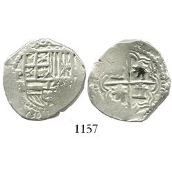 Potosi, Bolivia, cob 2 reales, Philip III, assayer RL (curved leg).