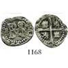 Image 1 : Potosi, Bolivia, cob 1/2 real, Philip II, assayer B to left (4th period), mintmark P to right.