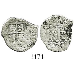 Potosi, Bolivia, cob 1 real, 1652E transitional Type III, rare.