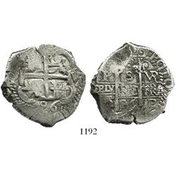 Potosi, Bolivia, cob 8 reales, 1696VR.