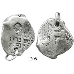 Potosi, Bolivia, cob 8 reales, 1772V-Y, with Guatemala sun-over-mountains countermark (Type II, 1839