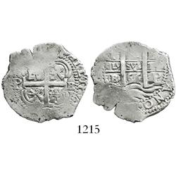 Potosi, Bolivia, cob 2 reales, 1666E.