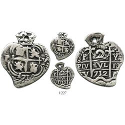 Potosi, Bolivia, cob 2 reales Heart, 1712Y, extremely rare.