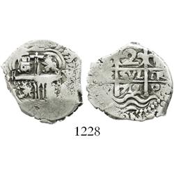 Potosi, Bolivia, cob 2 reales, 1712Y, scarce.