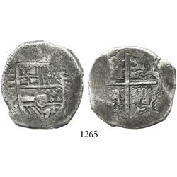 Cartagena, Colombia, cob 8 reales, Philip IV, assayer E (1630s), rare.