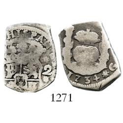 Guatemala, cob 2 reales, 1734(J).