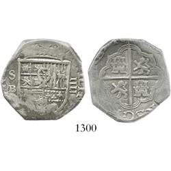 Seville, Spain, cob 4 reales, Philip III, assayer B (1601-15).