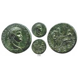 Roman Empire, bronze sestertius, Nero (54-68 AD), Lugdunum mint, 66 AD, rare.