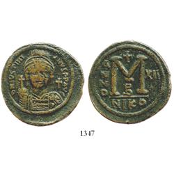 Byzantine Empire, bronze follis, Justinian I, 527-565 AD.