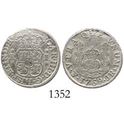 Potosi, Bolivia, pillar 1 real, Charles III, 1769JR.