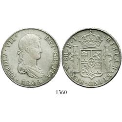 Potosi, Bolivia, bust 8 reales, Ferdinand VII, 1808PJ.