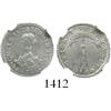 Image 1 : Santiago, Chile, "volcano" 1/2 real, 1834I, medal alignment, encapsulated NGC MS-62.