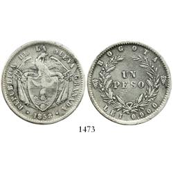 Bogota, Colombia, 1 peso, 1858.