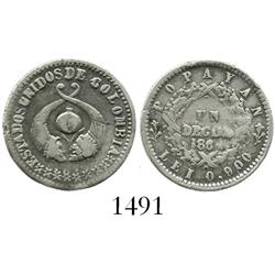 Popayan, Colombia, 1 decimo, 1864.