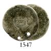 Image 1 : El Salvador, 1 real, (1869) Type V "arms" countermark on a Lima, Peru, cob 1 real, Philip II, assaye
