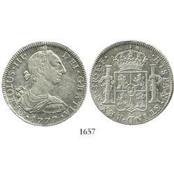 Mexico City, Mexico, bust 8 reales, Charles III, 1777FF, scarce.